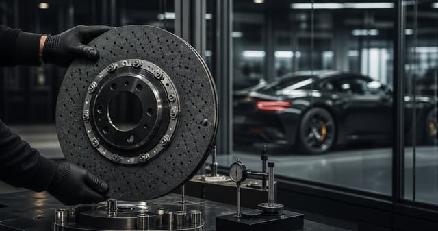 Demo inspection of a carbon ceramic rotor with a performance vehicle beyond