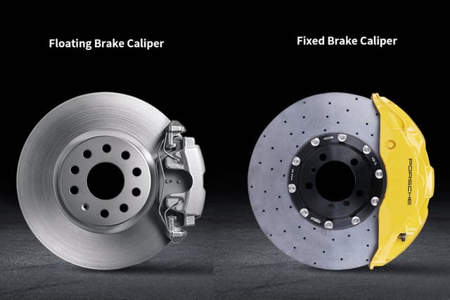 Fitment comparison between fixed multi-piston and sliding brake calipers